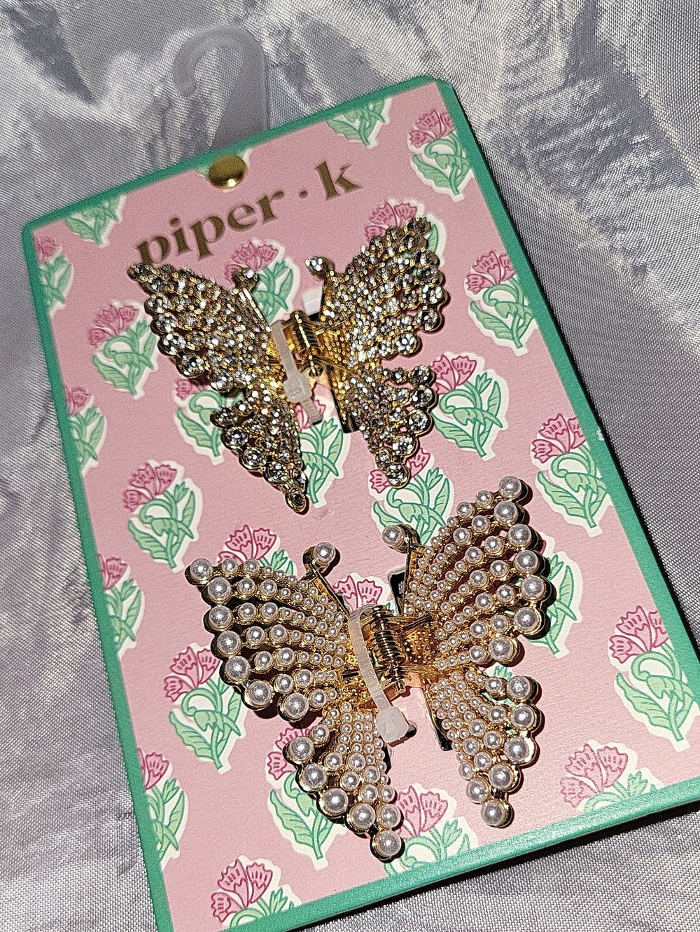 Piper K Gold Butterfly Pearlband Gem Detailed Hair Clips Brand New Lp M La
